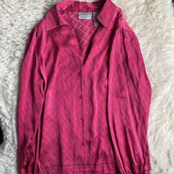Liz Claiborne Pink Chain Pattern Long Sleeve - Picture 9 of 10